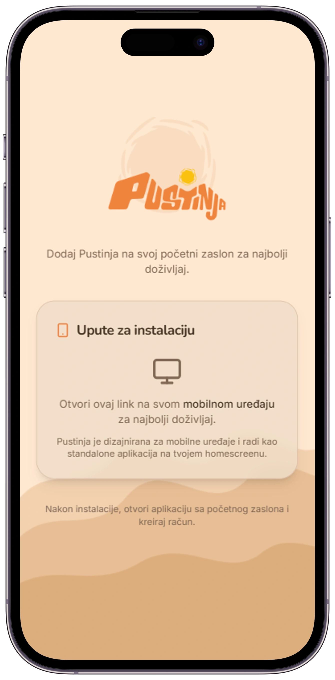 Pustinja web aplikacija – otvori u pregledniku bez instalacije